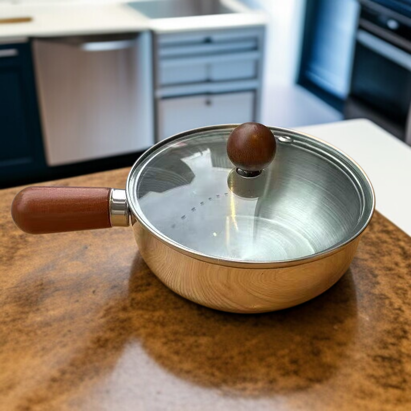 Single-Serve Stainless Steel Small Pot, High-Value Mahogany Style Snack Pot