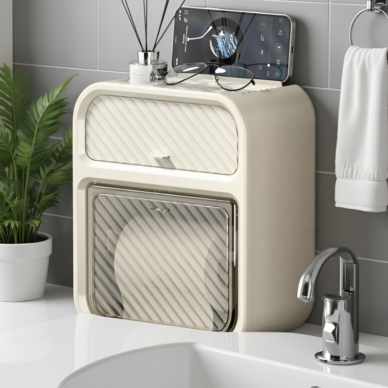 화장실 방수 벽걸이 휴지통 롤지 펀치프리 화장실 휴지통 선반 화장실 롤지 케이스