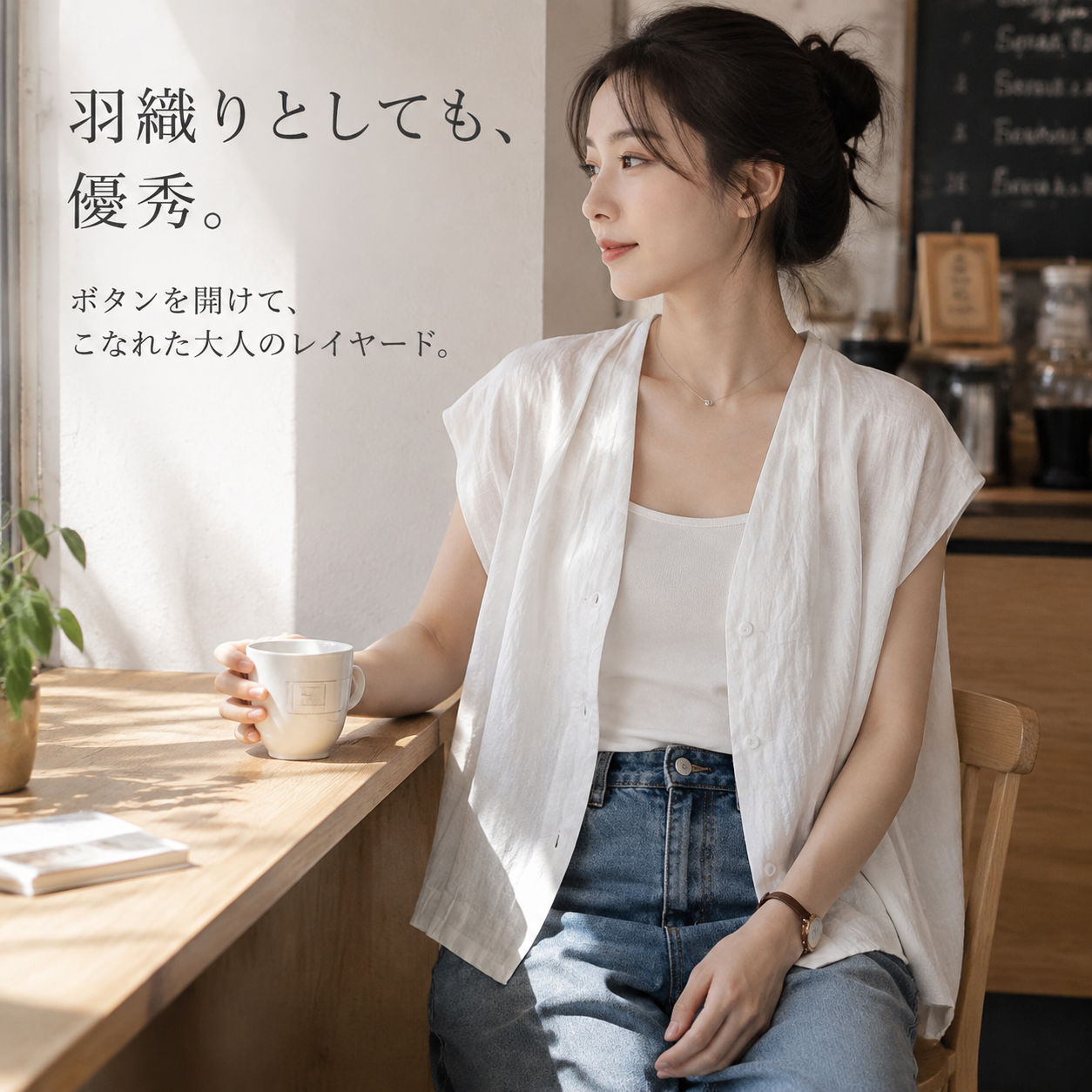 日本風Vネックノースリーブリネンシャツ女性用