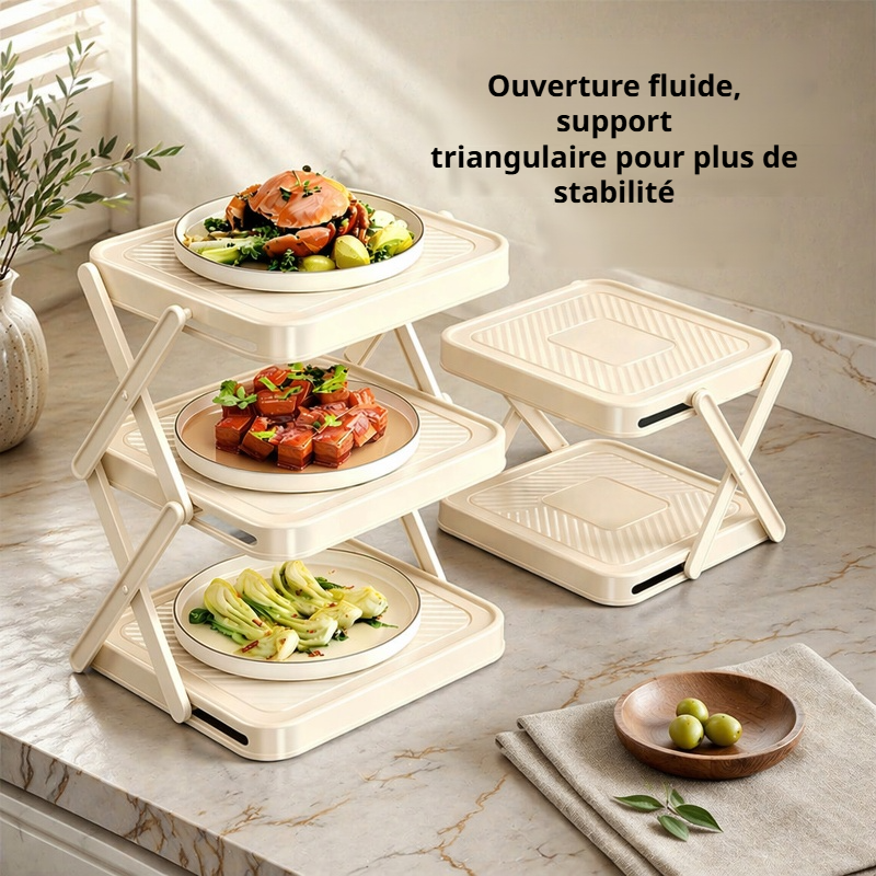 Étagère de cuisine utilisée comme support de préparation des aliments