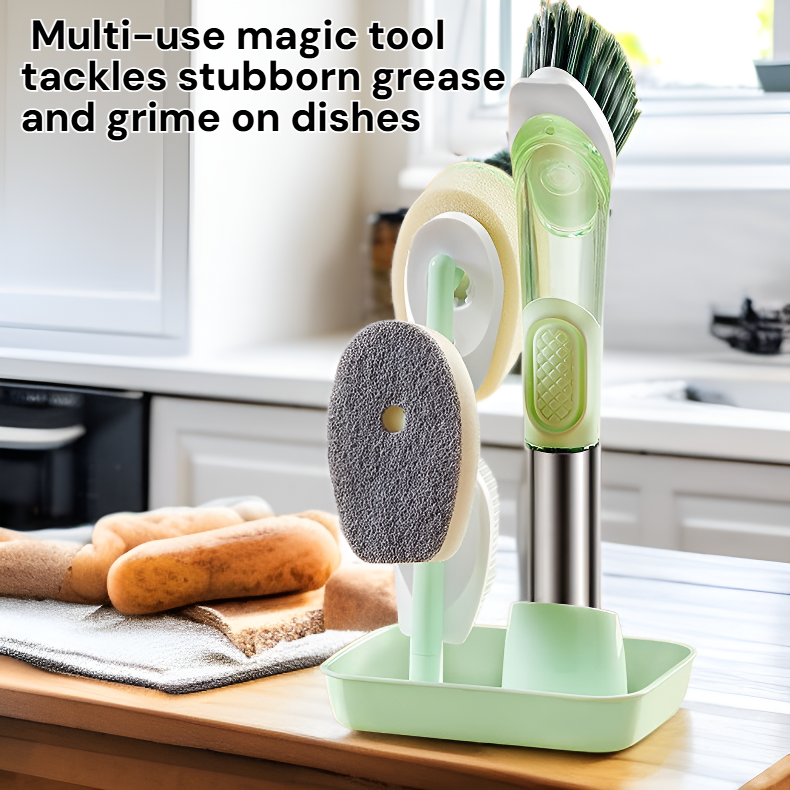 Long Handle Sponge Cleaning Brush Multi-Use Pot and Dish Magic Tool