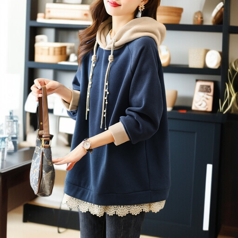 フード付きのパッド入りのセーターのジャケット緩い脂肪質の姉妹のセーターの女性大きいサイズの冬のセーター