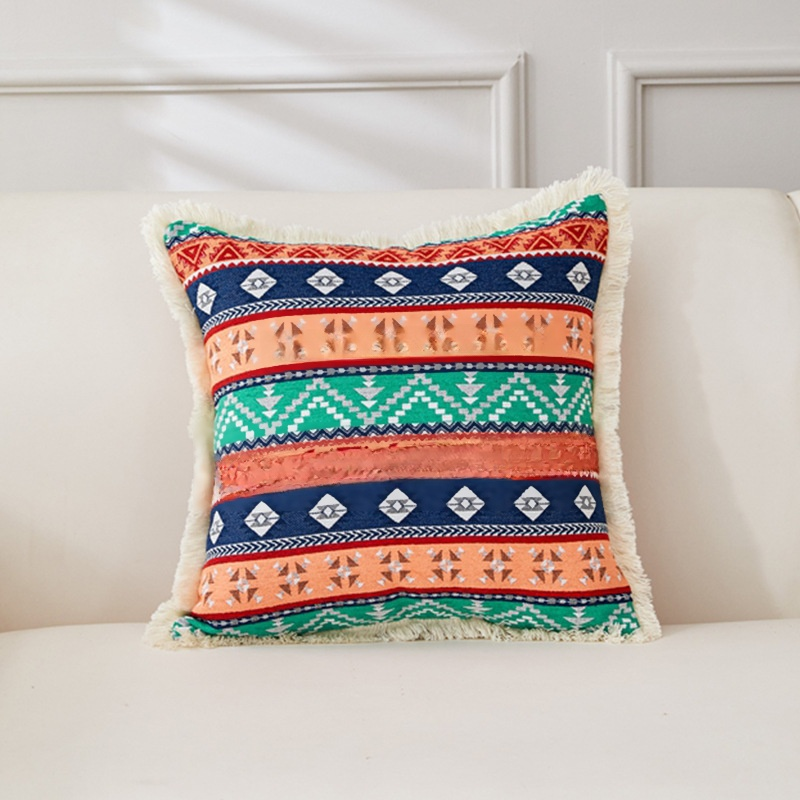 Coussin décoratif rétro en coton et lin