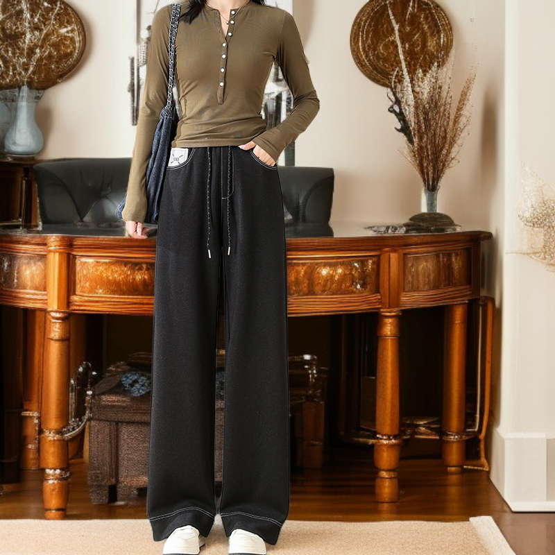 Wide Slim Straight Fit Chino Denim Pants