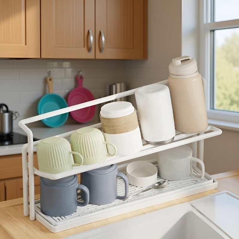 두꺼운 강철 이중 레이어 물빠짐 컵꽂이