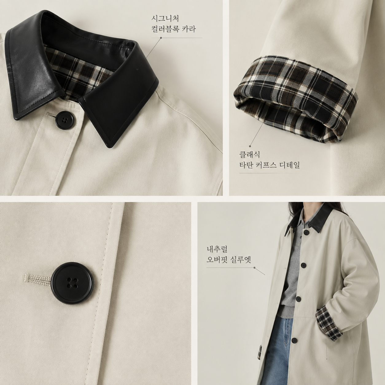 신상 레트로 배색 미니 여성 트렌치코트
