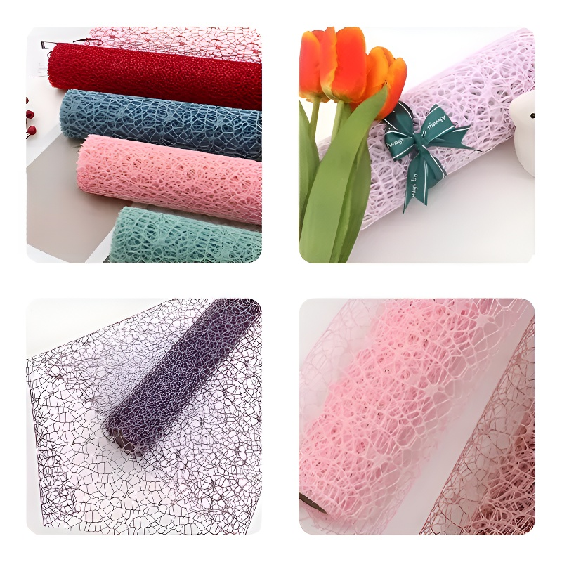 กระดาษตาข่ายโครงกระดูกลายแจ็คการ์ด สำหรับห่อดอกไม้และตกแต่งงานปาร์ตี้