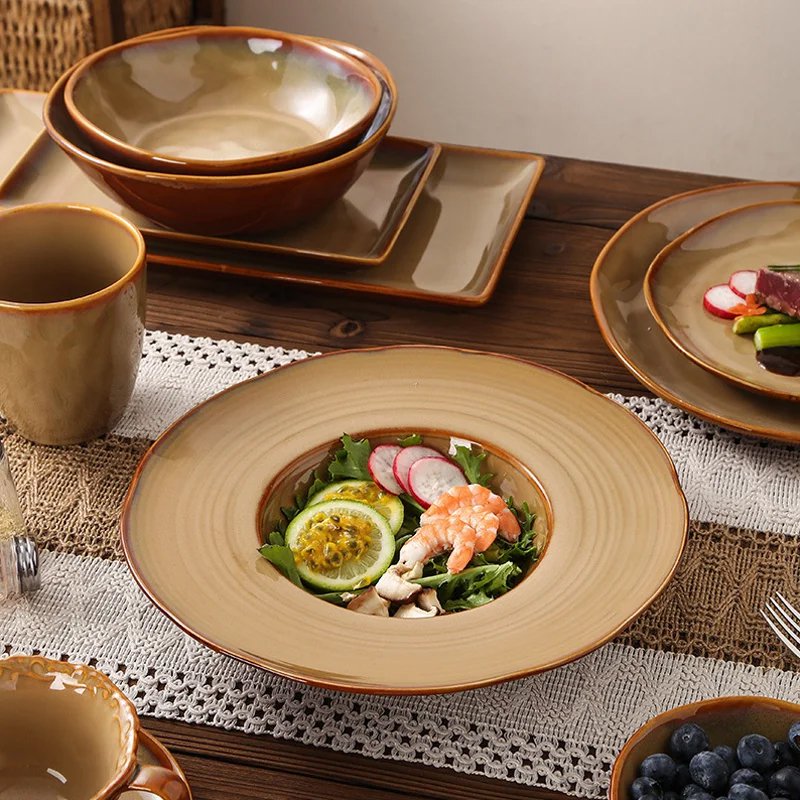 Modern Style Ceramic Color Glazed Porcelain Dinner