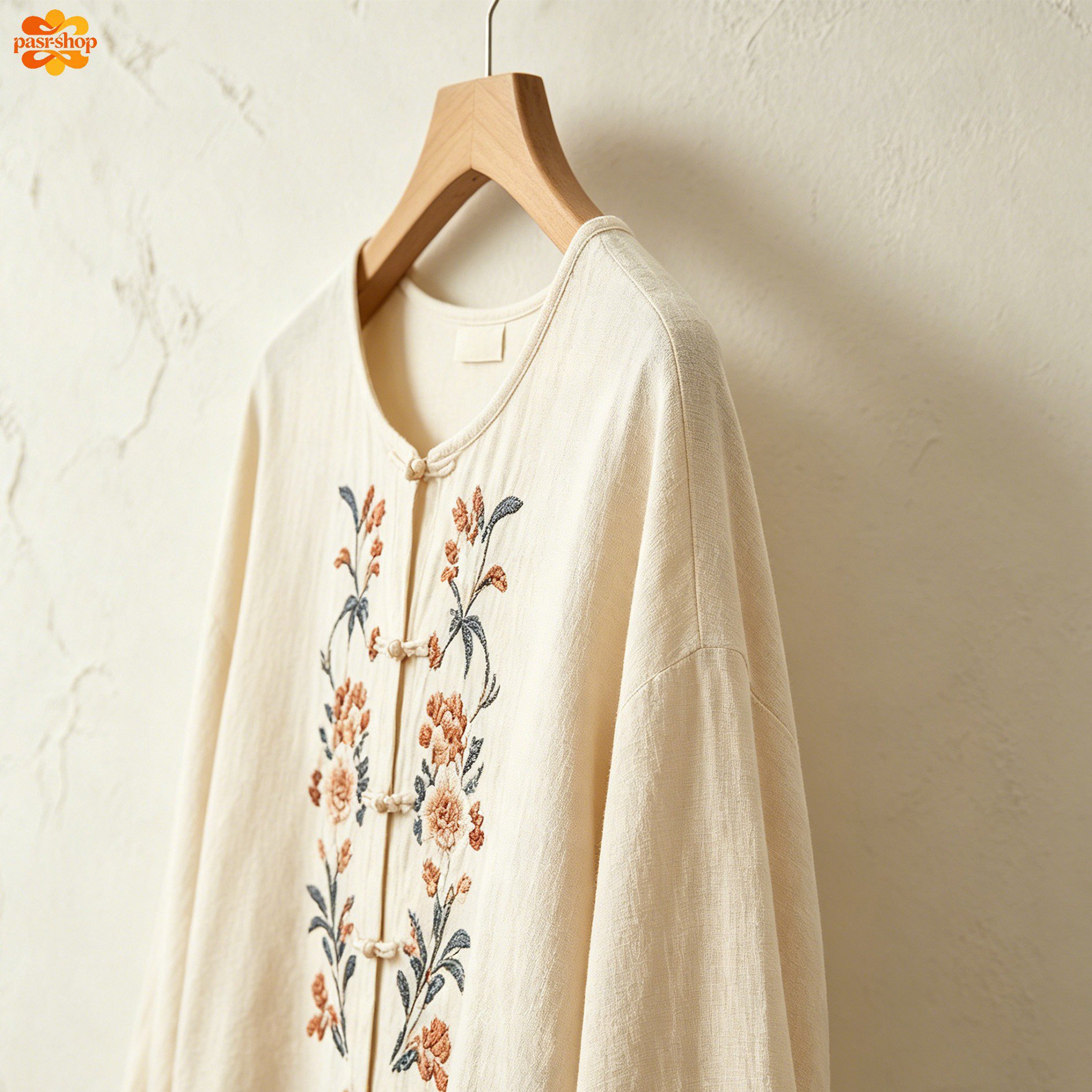 米白刺繡短上衣