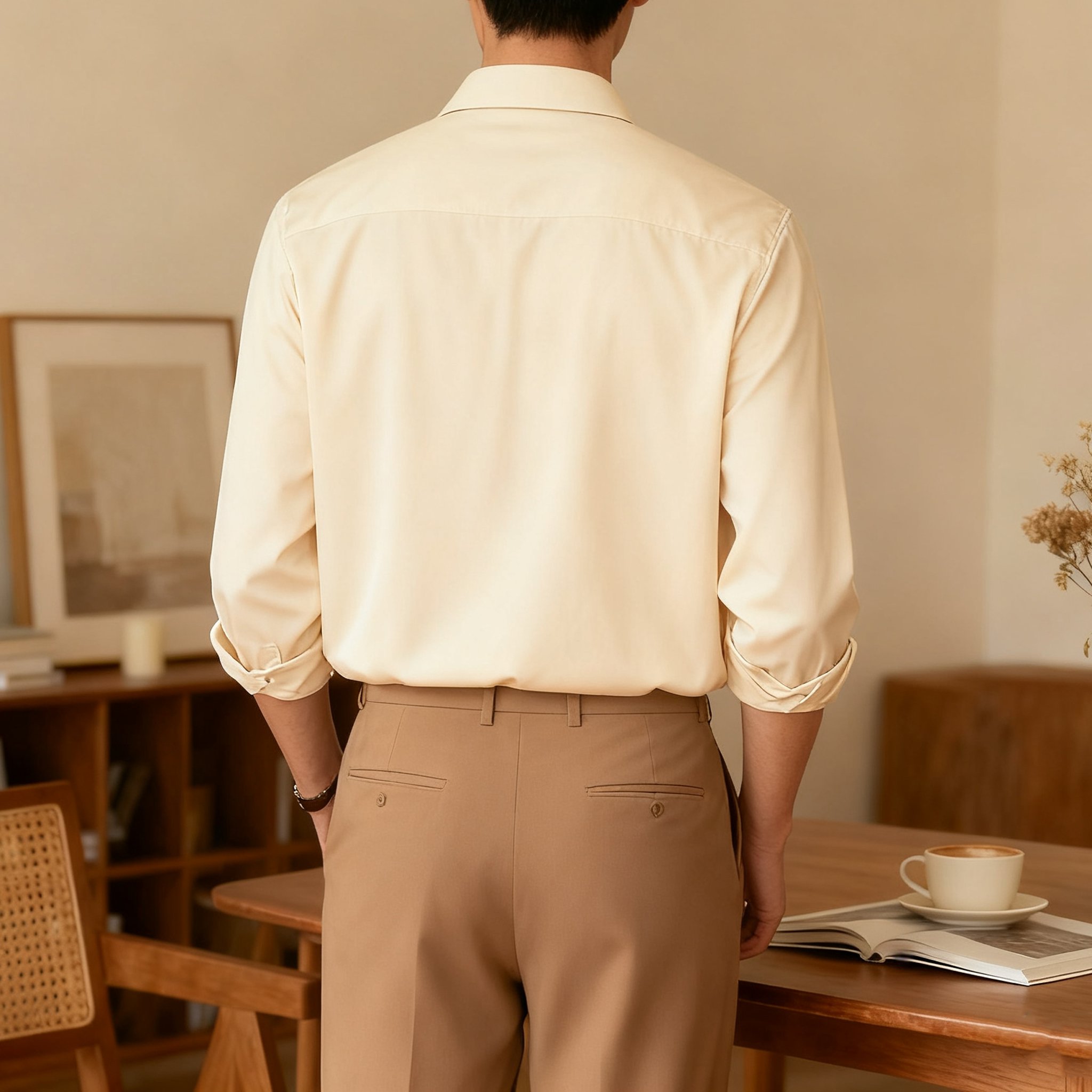 신사 스타일 남성 긴팔 셔츠