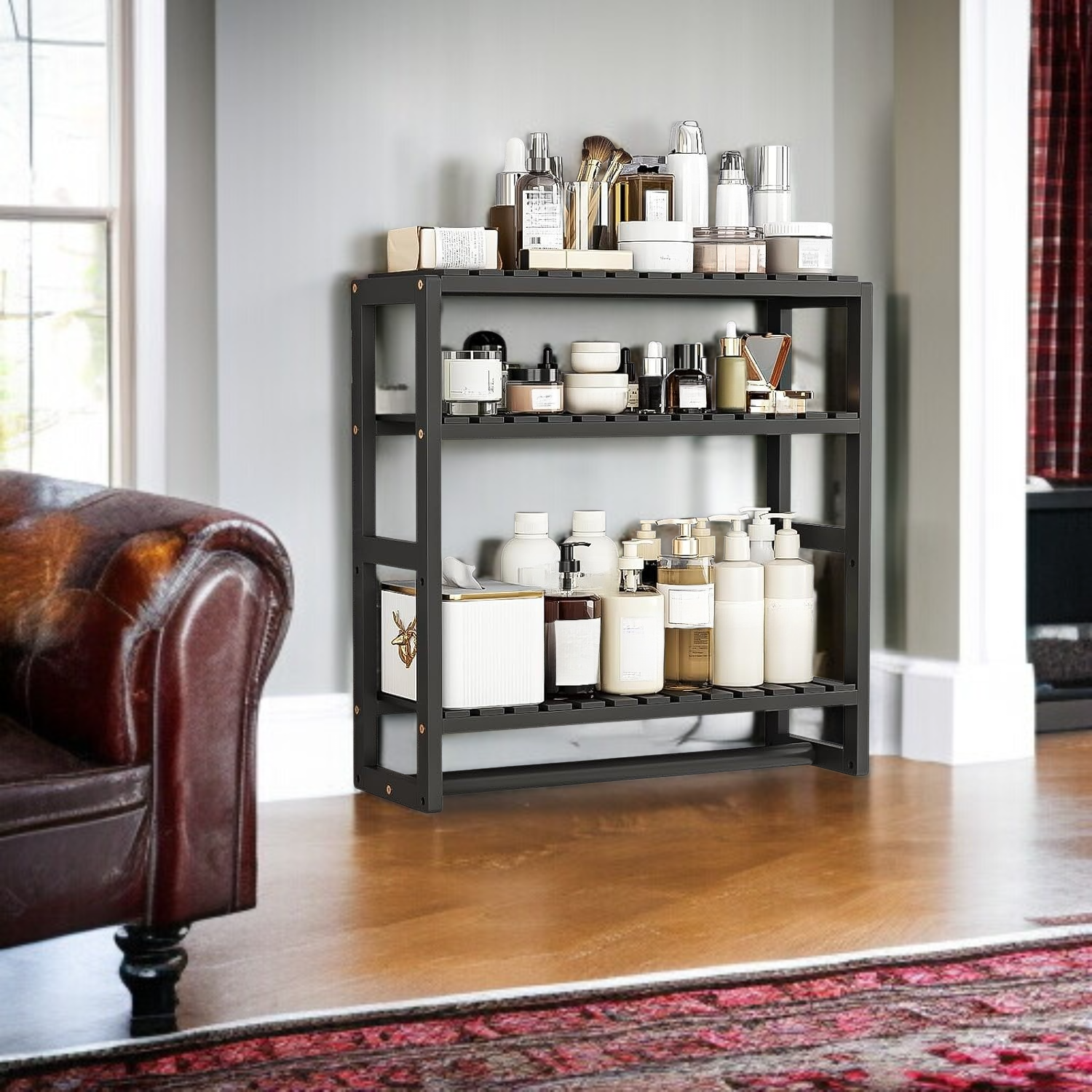 Wandmontiertes Aufbewahrungsregal aus Massivholz, geeignet für Bad, Wohnheim und Küchengewürze