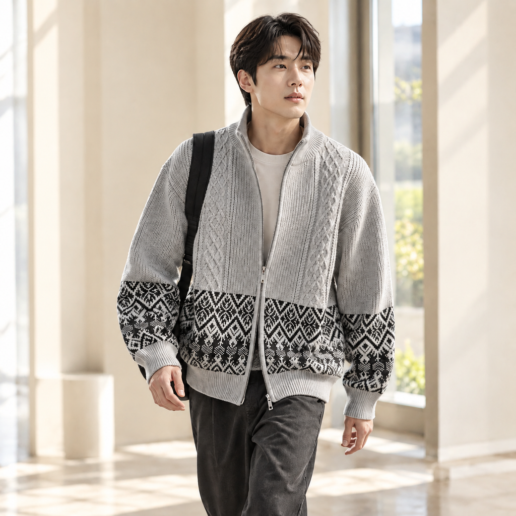 봄·가을·겨울 신규 복고풍 니트 외투 남성 의류