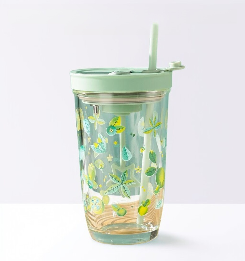 Vaso reutilizable con pajita para oficina