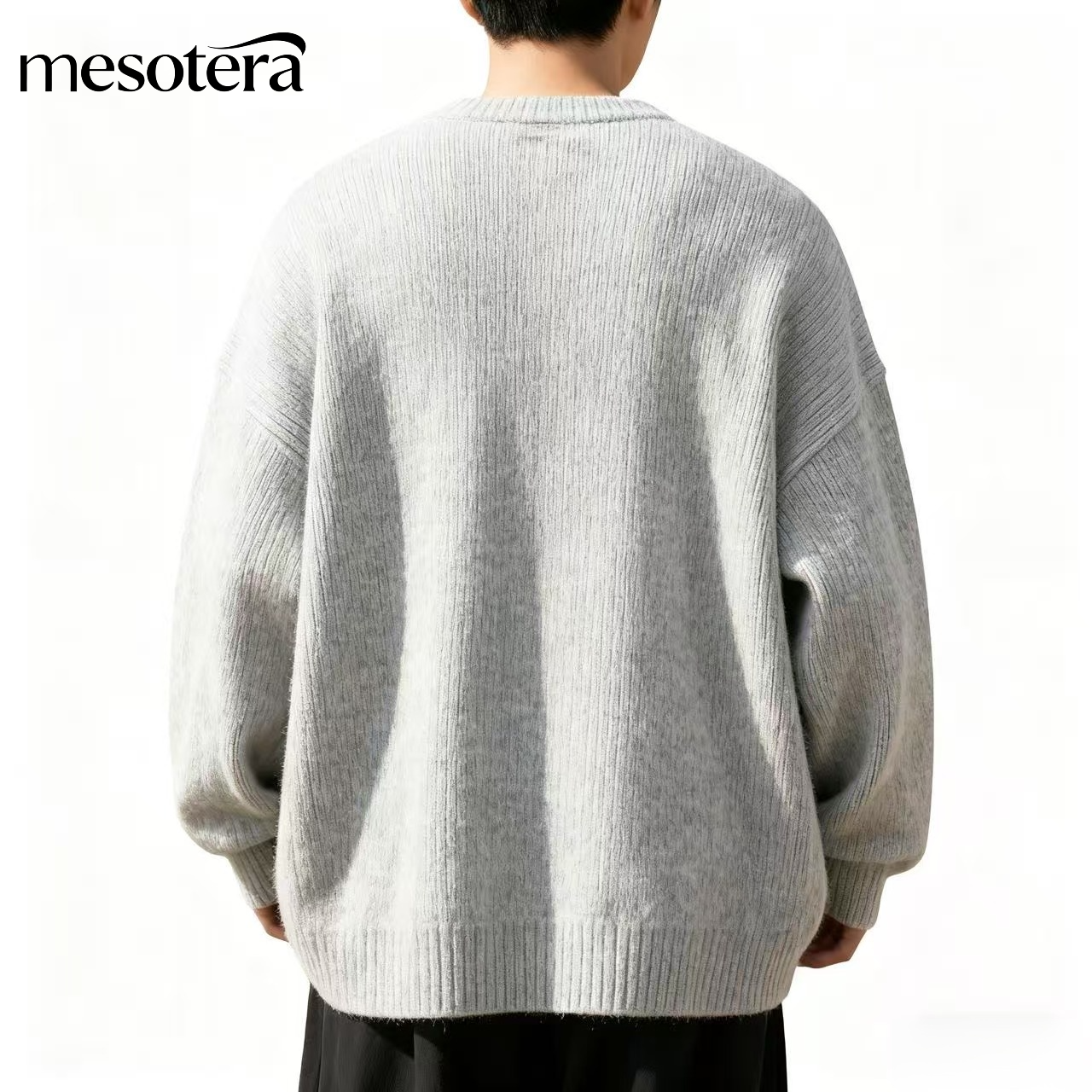 メンズ フリース裏地 グレー リラックススタイル セーター