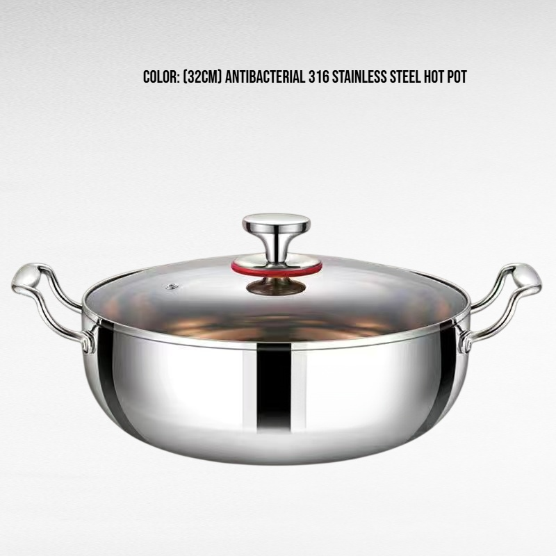 Thickened 316 Stainless Steel Double-Handle Soup Pot