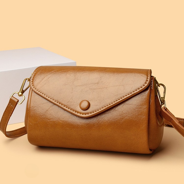 多層隔層柔軟皮革風琴斜挎包