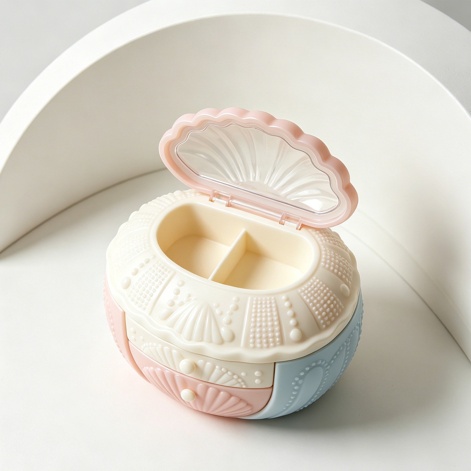 Boîte de rangement à bijoux en coquillages à plusieurs niveaux (5 pièces)