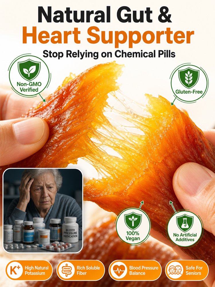 100% Pure NC Golden Sweet Potato Chews: Zero Sugar High Fiber Vegan Snack for Better Digestion.