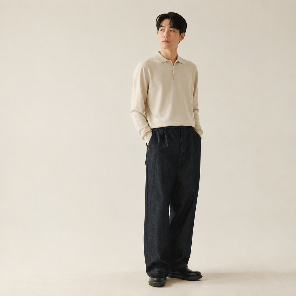 남자 아메리칸 루즈핏 스트레이트 데님 캐주얼 바지