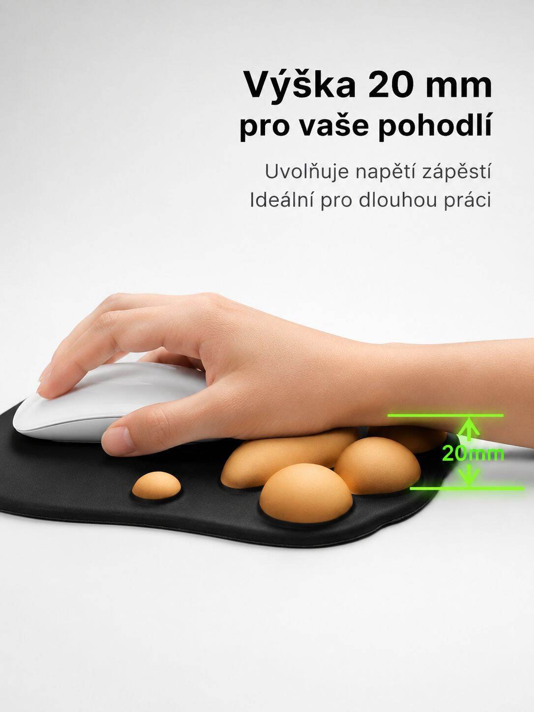 Podložka pod myš s opěrkou zápěstí ve tvaru kočičí tlapky ze silikonu, stylová a originální