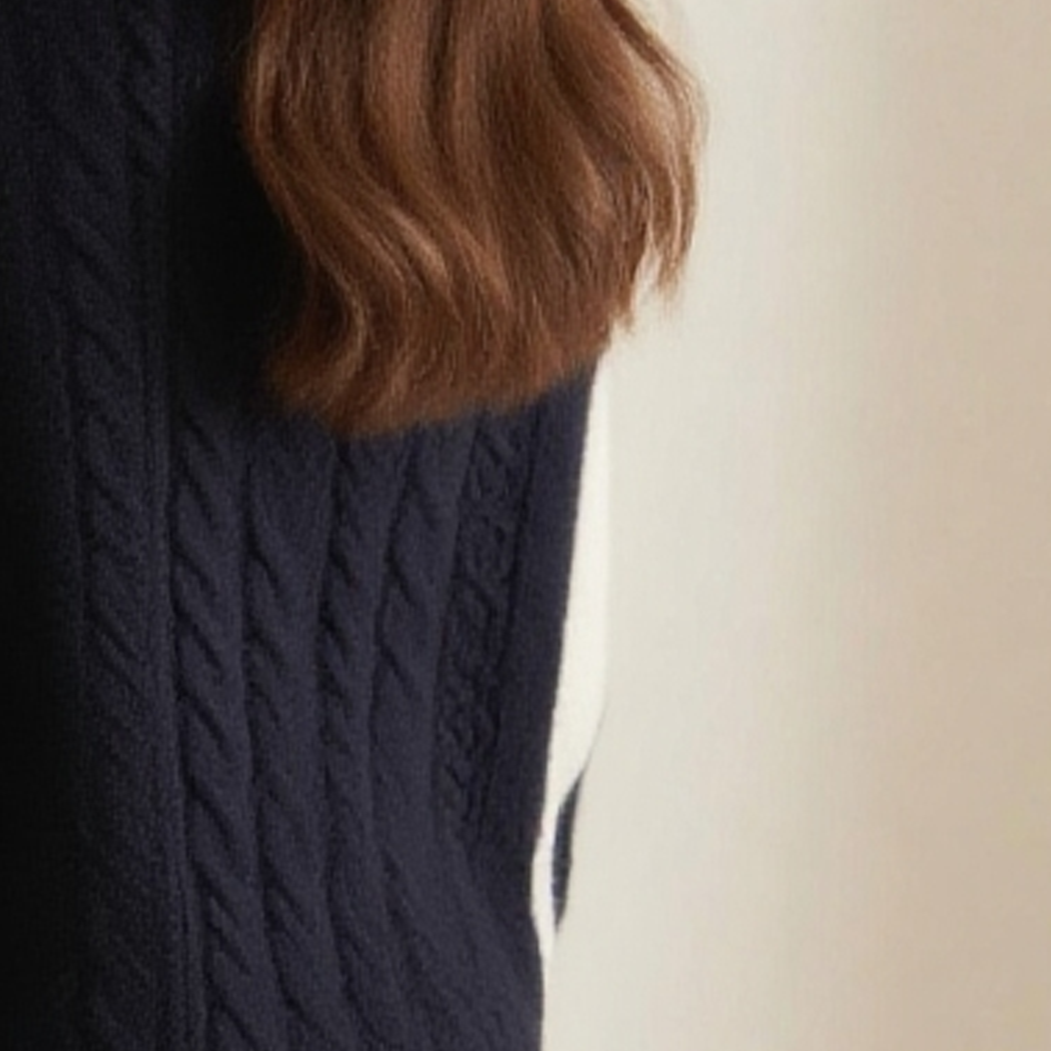 컬러블록 브이넥 니트