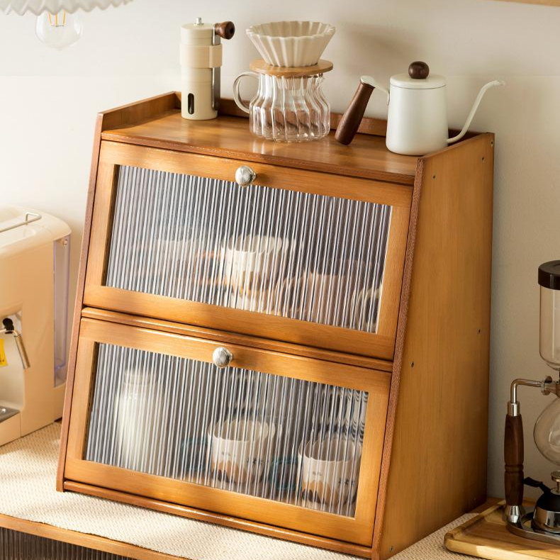 책상용 커피컵 수납함, 머그잔, 다기 정리대, 물컵, 화장품 선반, 원목/대나무 뚜껑 포함