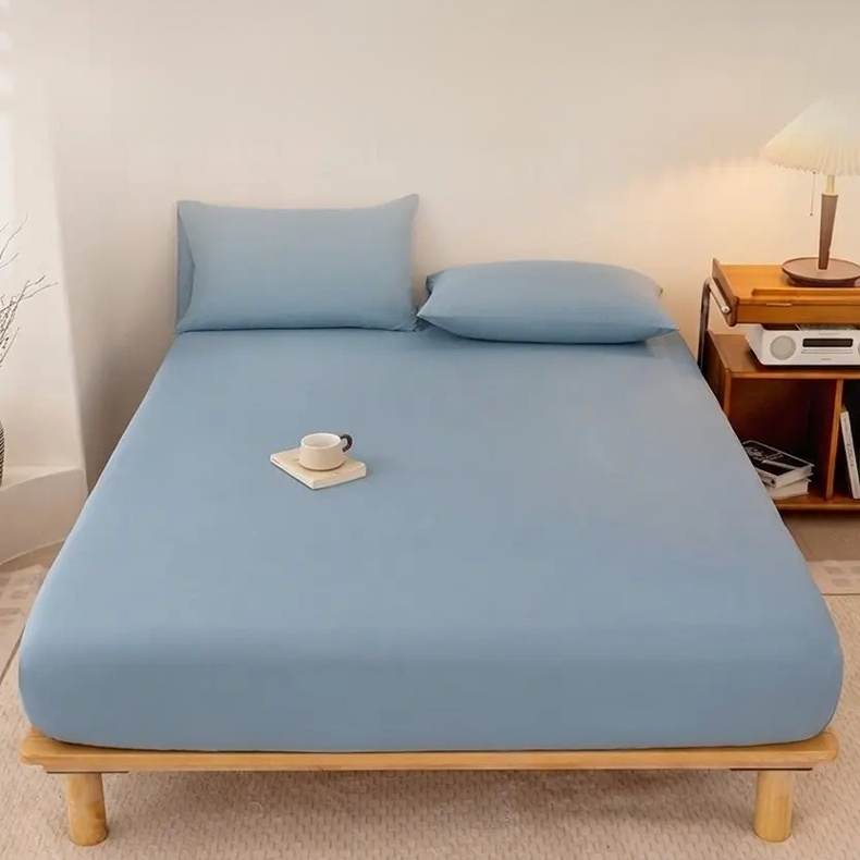 水洗磨毛純色床笠單件防滑床套床罩全包床墊保護罩