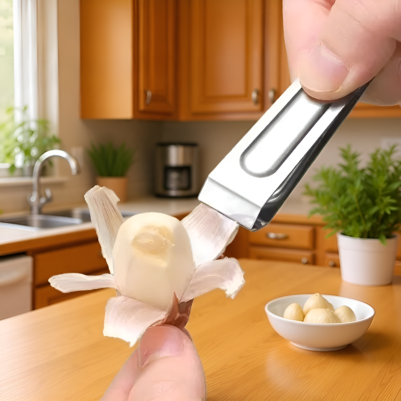 Stainless steel garlic peeler