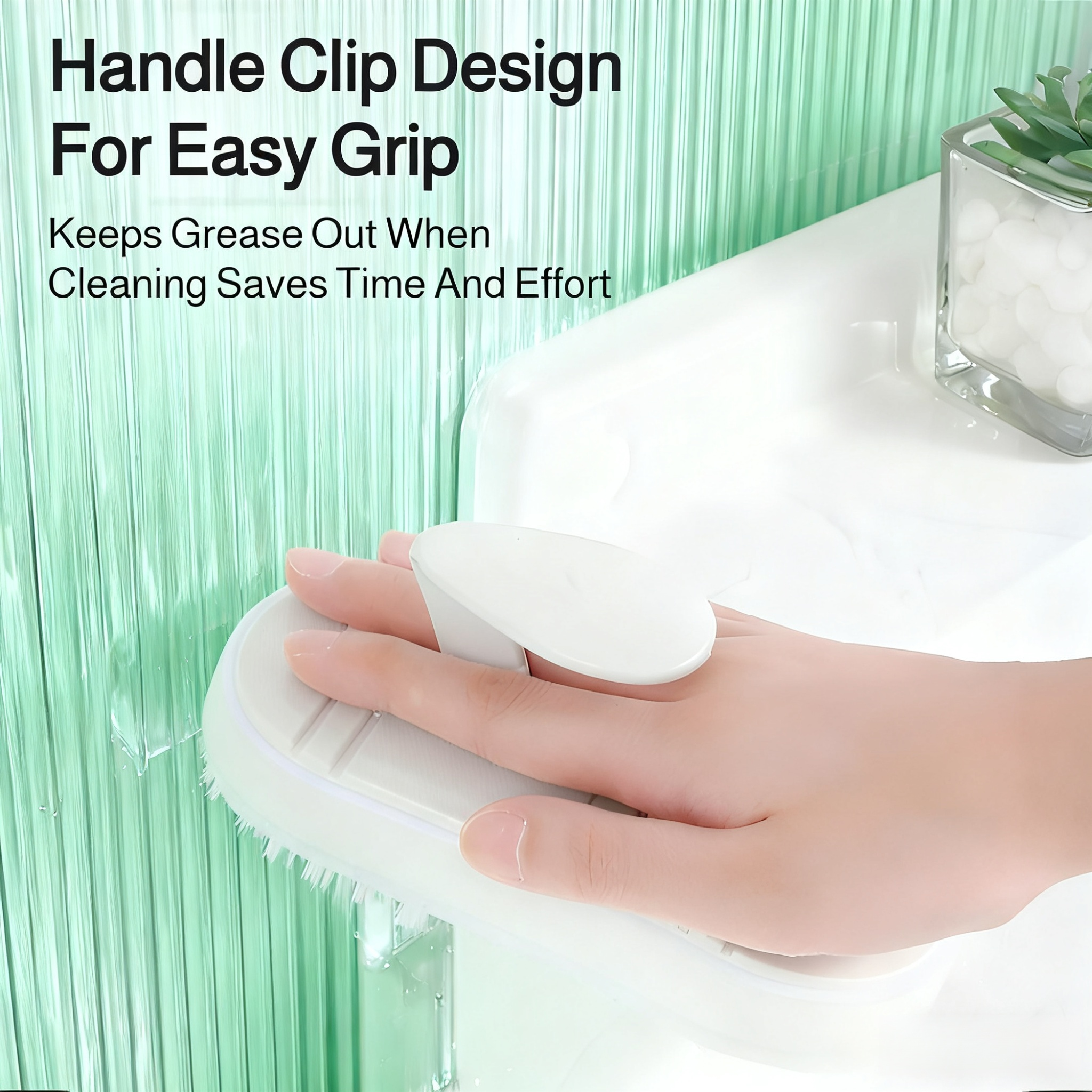 Handheld tile cleaning brush scrubbing bathroom tiles