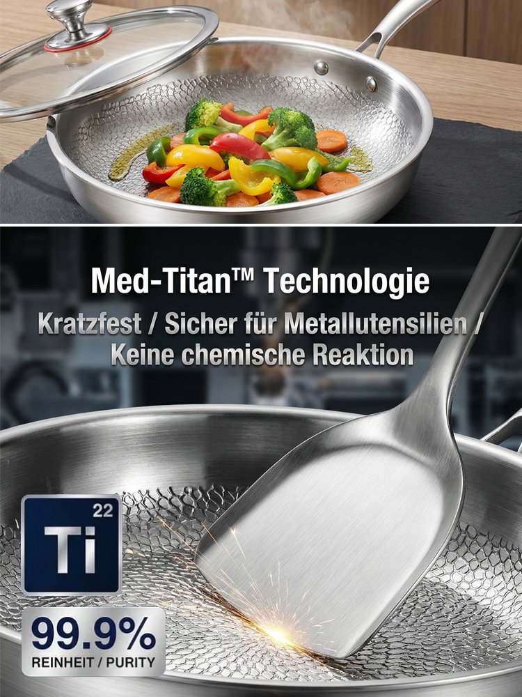 【99,9% Medizinisches Titan】Baiersbronn Premium Titan-Pfanne✨0% PFAS✨Fertig eingebrannt