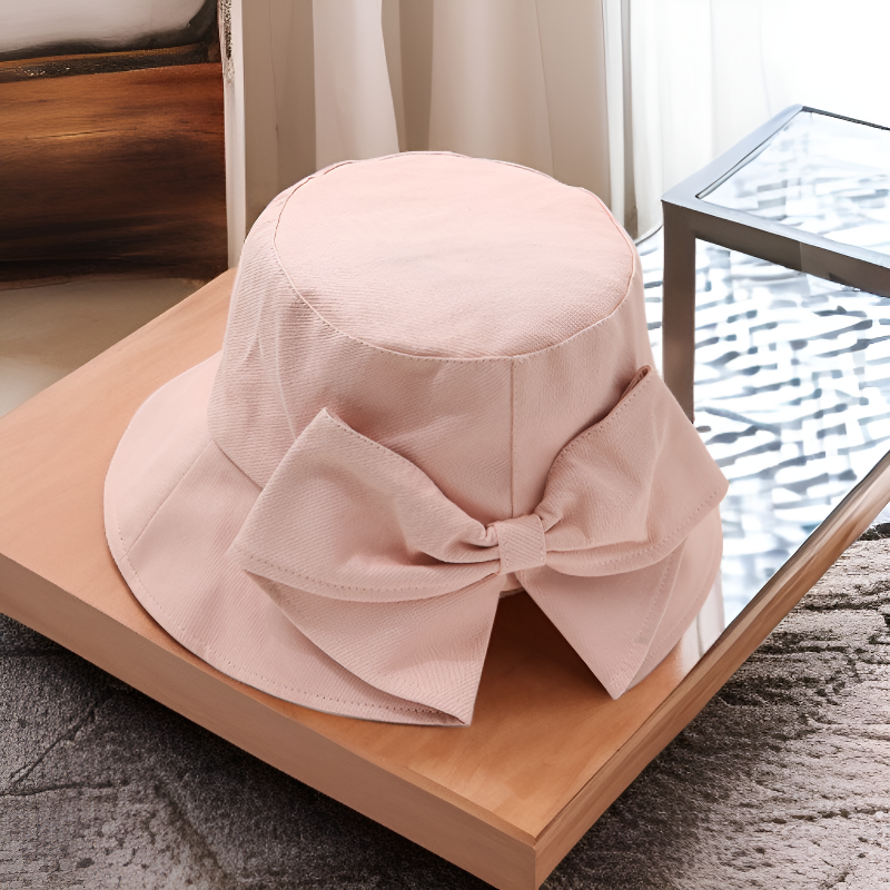 Women's sun hat with split slit and bow, versatile and perfect for vacation.
