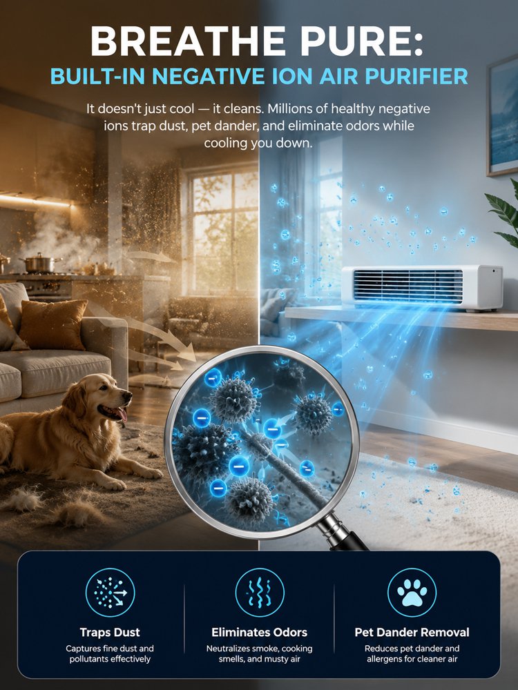 【Three-Second Rapid Cooling】Bladeless Turbo Tower Fan