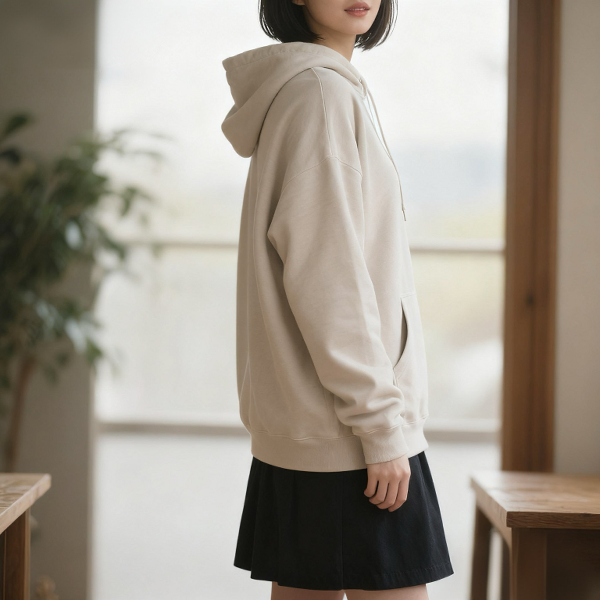 厚手フード付きパーカー レディース