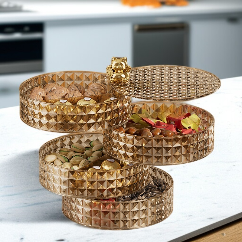 กล่องเก็บผลไม้และลูกกวาดทรงกลมแบบหรูสำหรับห้องนั่งเล่น ถาดผลไม้แห้งและเมลอน