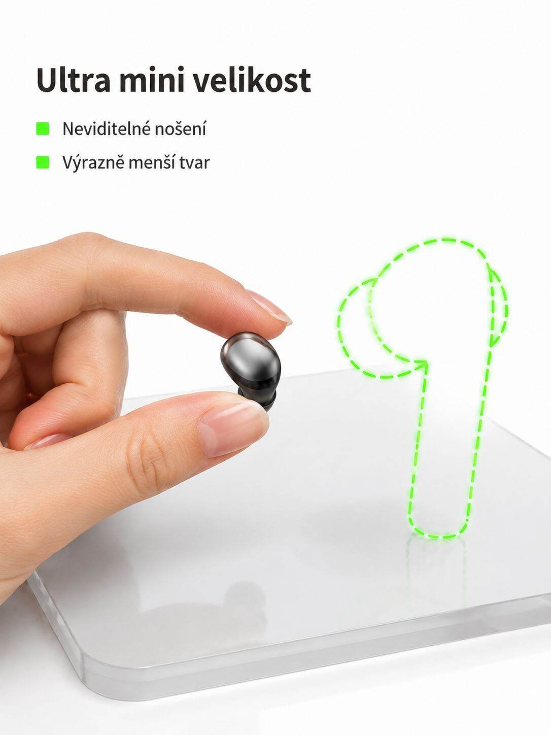 Ultra mini spací bezdrátová Bluetooth sluchátka super tenká