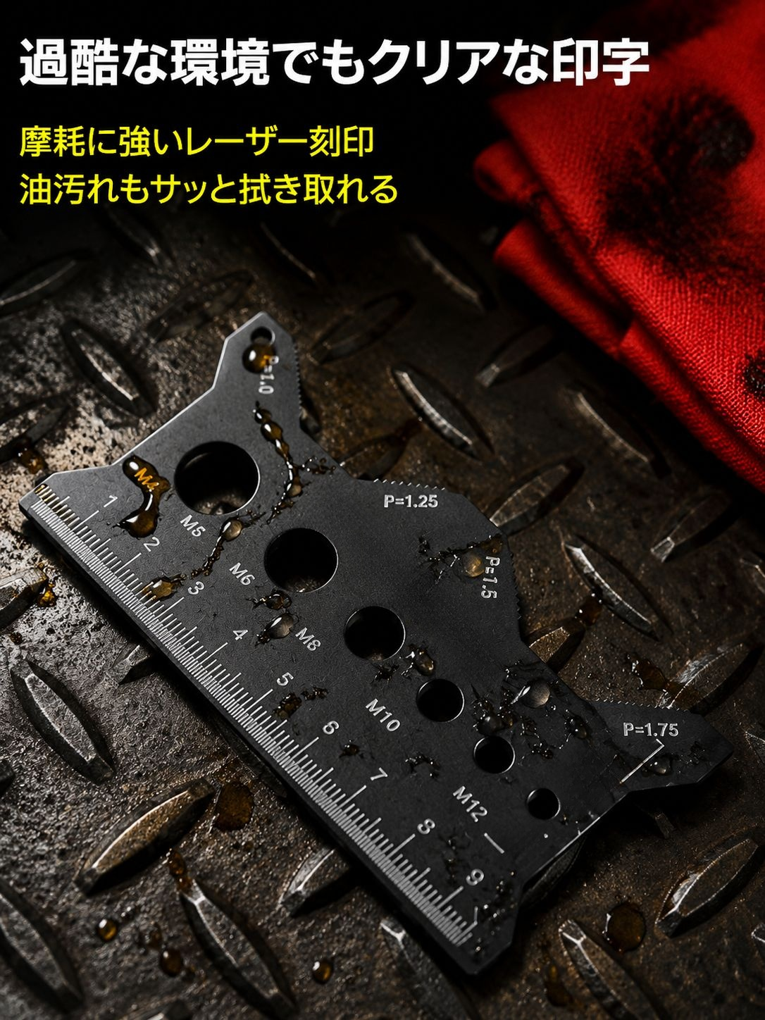 ネジ測定多機能厚手定規