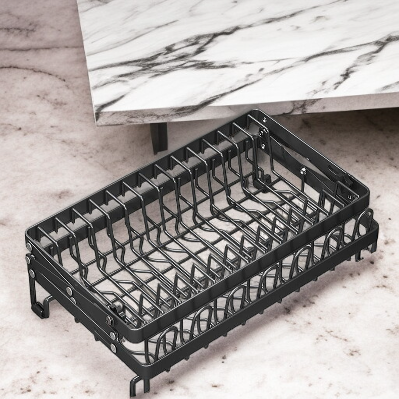 キッチン折りたたみ可能皿箸収納棚