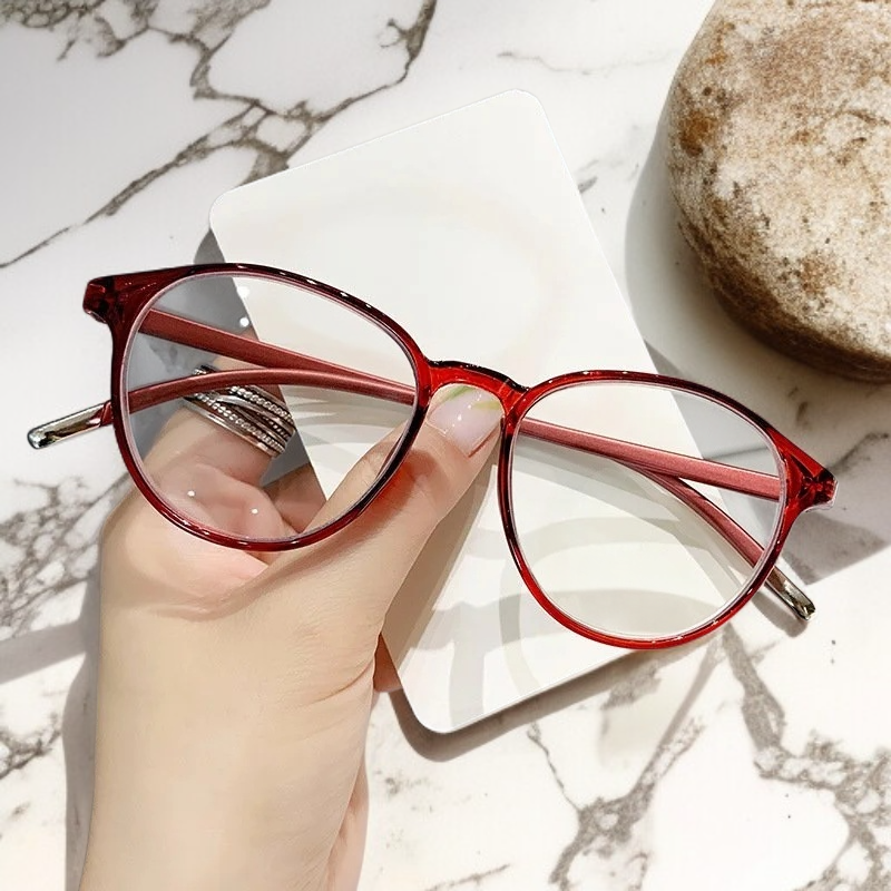 Retro Round Blue Light Blocking Reading Glasses for Seniors, Lightweight TR90 Frame