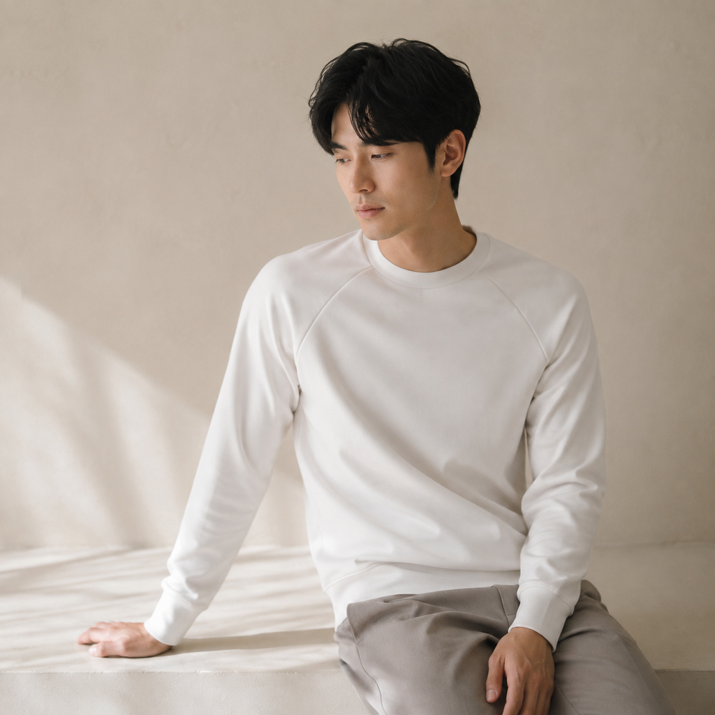 심플 캐주얼 모달 면 긴팔 티셔츠 남성 이너웨어