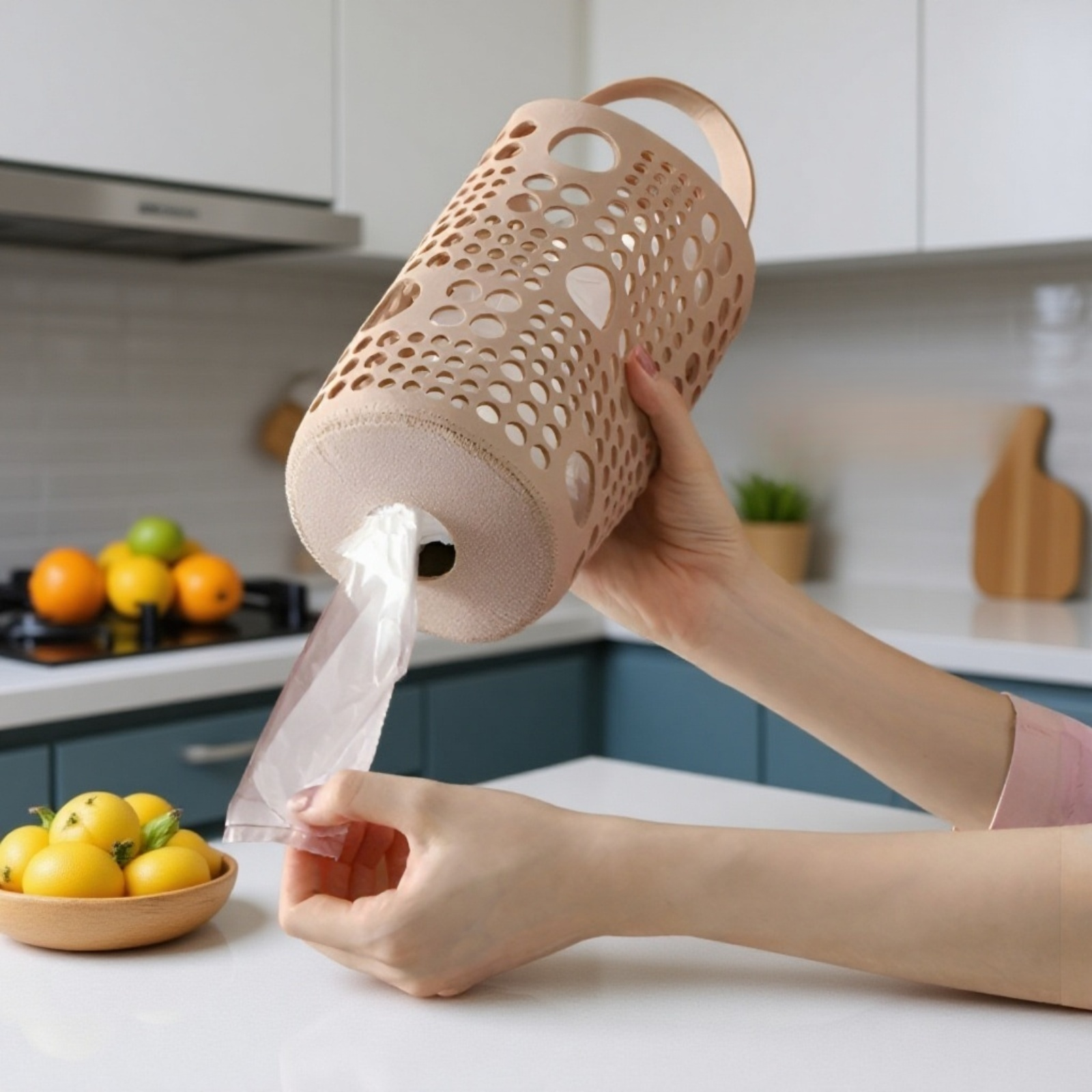 キッチンゴミ袋収納吊り下げバッグパンチフリー壁掛けビニール袋ペーパータオル多機能収納バッグ