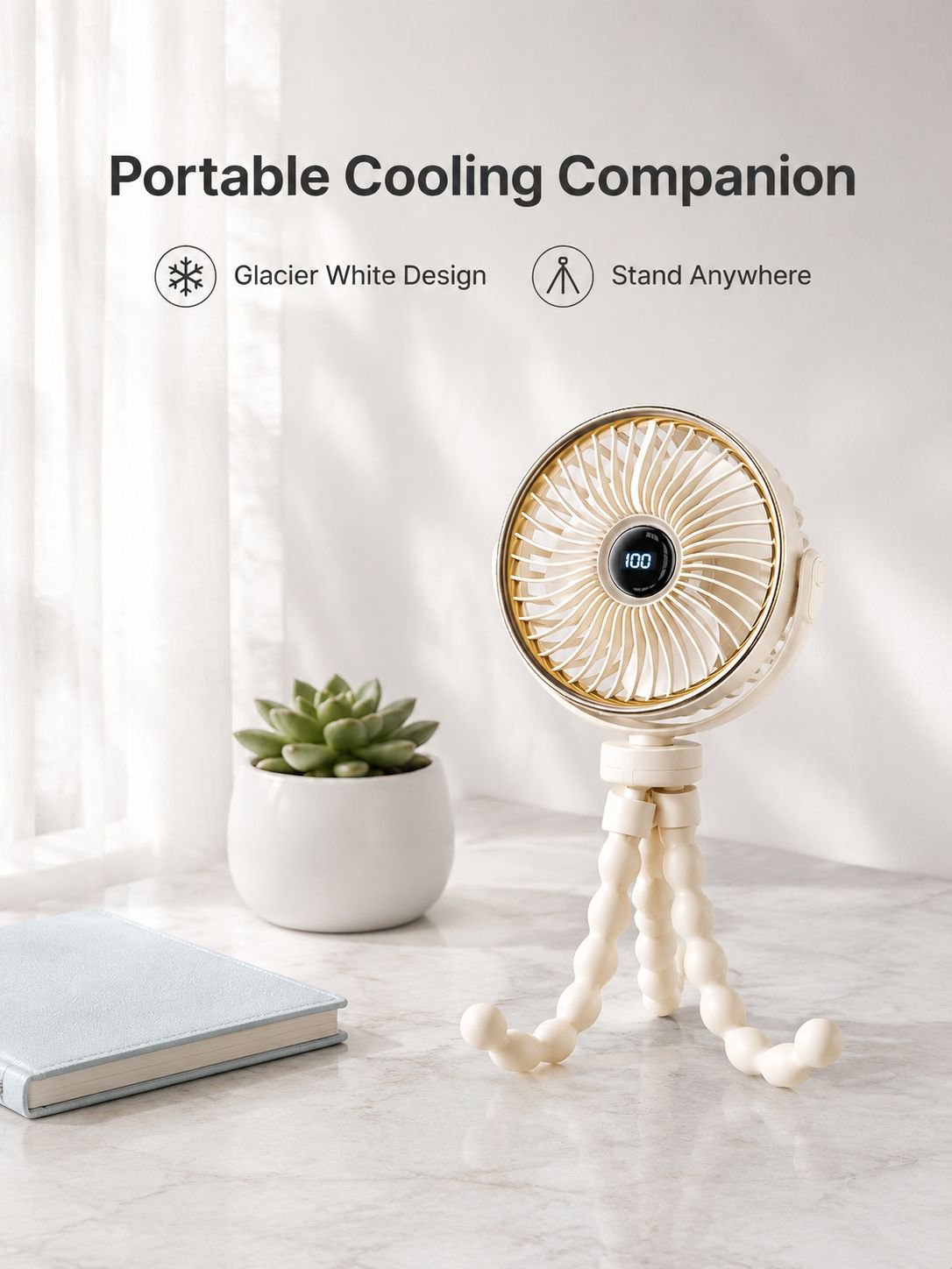 Silent Stroller Fan for Kids Rechargeable Portable Octopus Clip Fan