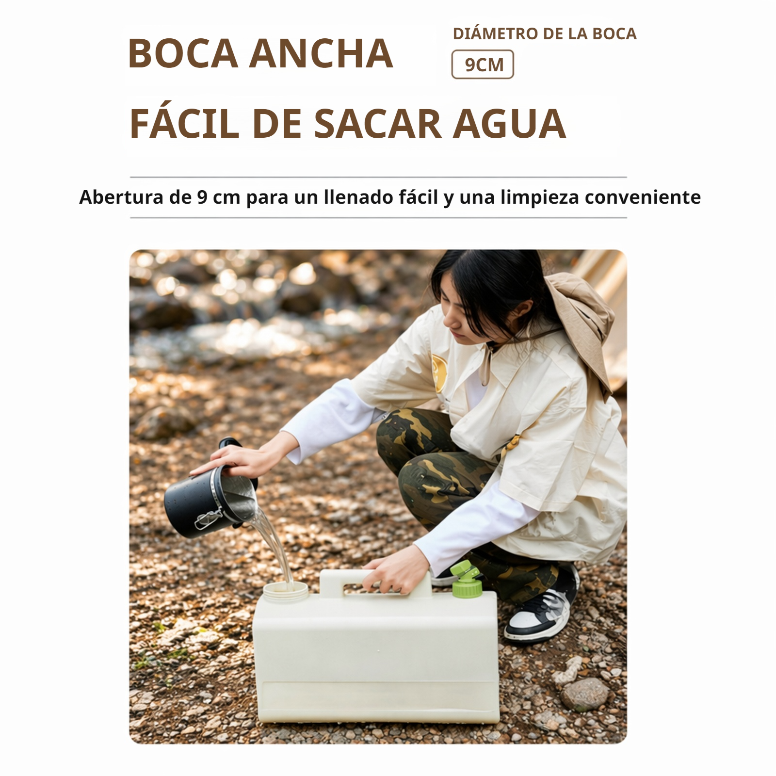 Contenedor de agua portátil de grado alimenticio, con llave, para camping y uso en automóvil