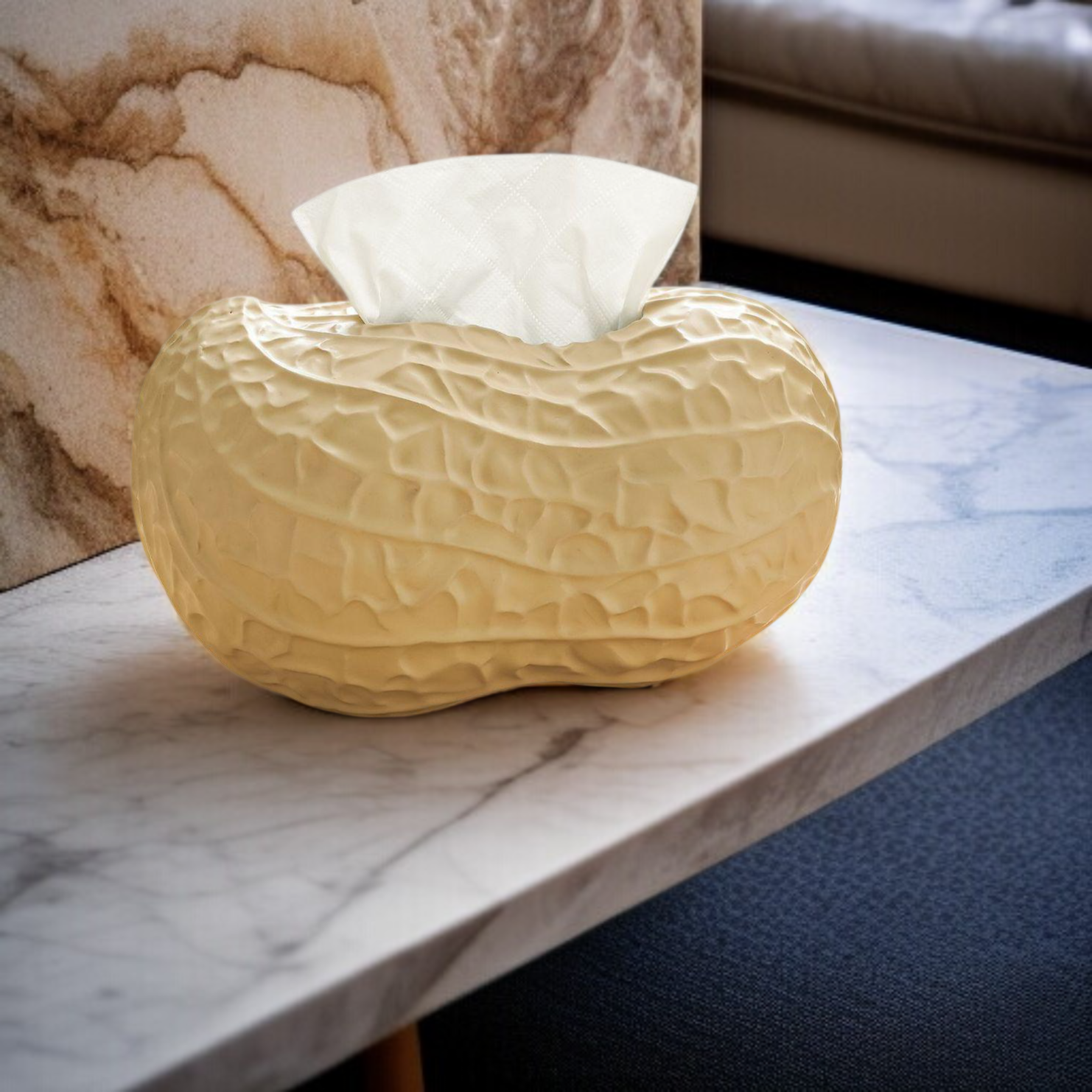 High-End Light Luxury Peanut Shaped Ceramic Tissue Box