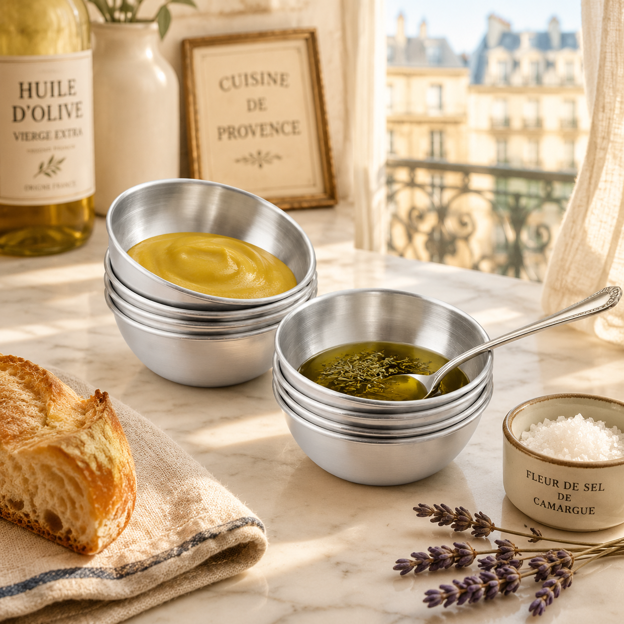 Bol à assaisonnement rond en acier inoxydable, mini bol à sauce soja