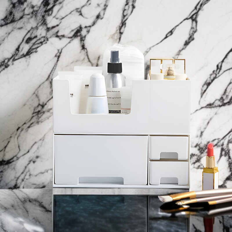 積み重ね可能な組み合わせのデスクトップ化粧品収納ボックス引き出し付きデスク雑貨収納ボックス寮文房具分類