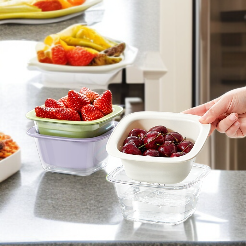 가정용 이중 물빠짐 바구니 두꺼운 야채 접시 다용도 토핑 접시 과일 접시 물빠짐 바구니 두꺼운 야채 접시