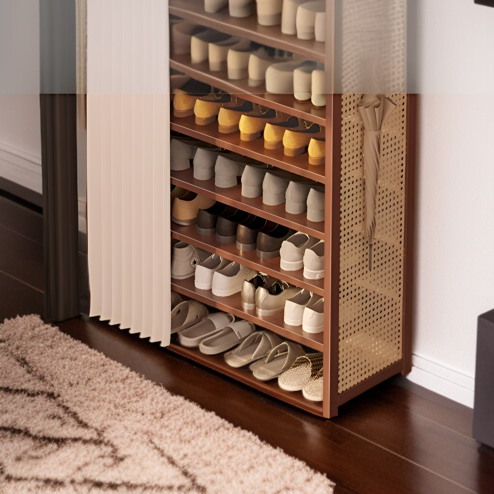 多層構造で大容量収納が可能な靴ラック