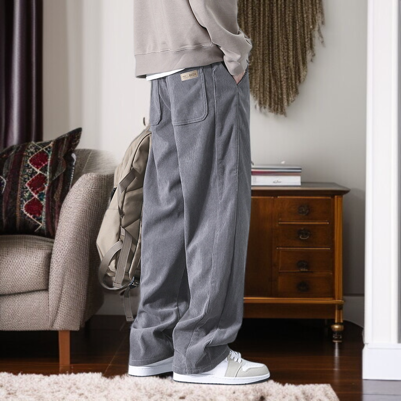 봄가을 남자 캐주얼 팬츠 일자 와이드 코듀로이 팬츠 남자 멋쟁이 트레이닝 캐주얼 팬츠