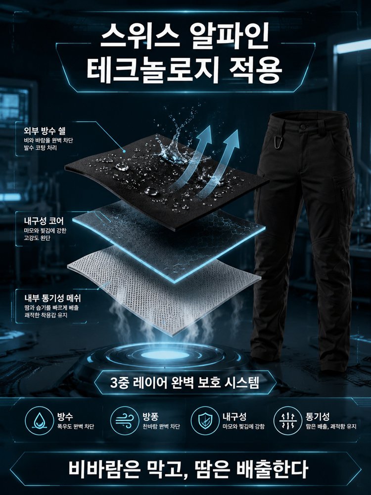 슬림핏 전술 강화 내구성 팬츠