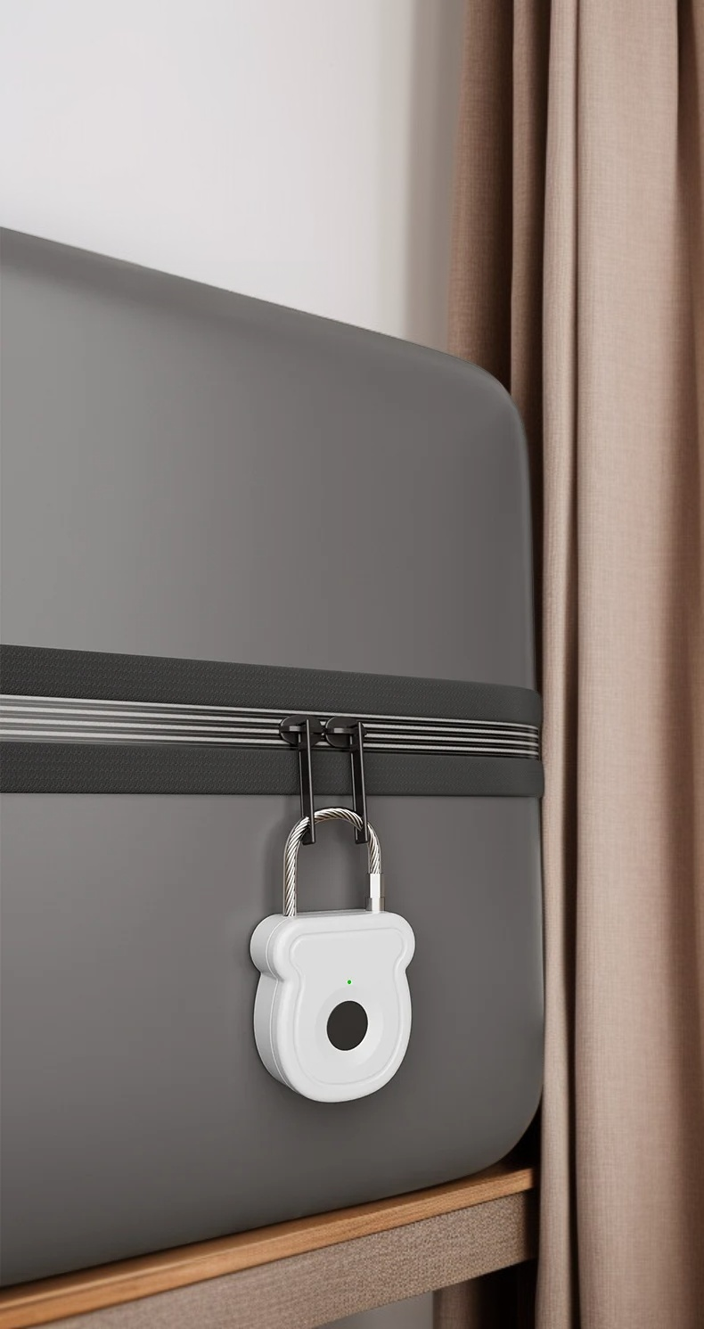 Portable biometric padlock for luggage